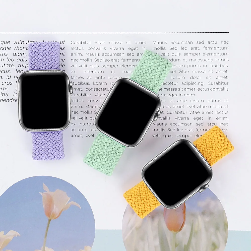 Braided Solo Loop For Apple Watch Band Se 76543 40mm 44mm Elastic Bracelet Strap on Smart Series 38mm 42mm 41mm 45mm Accessories