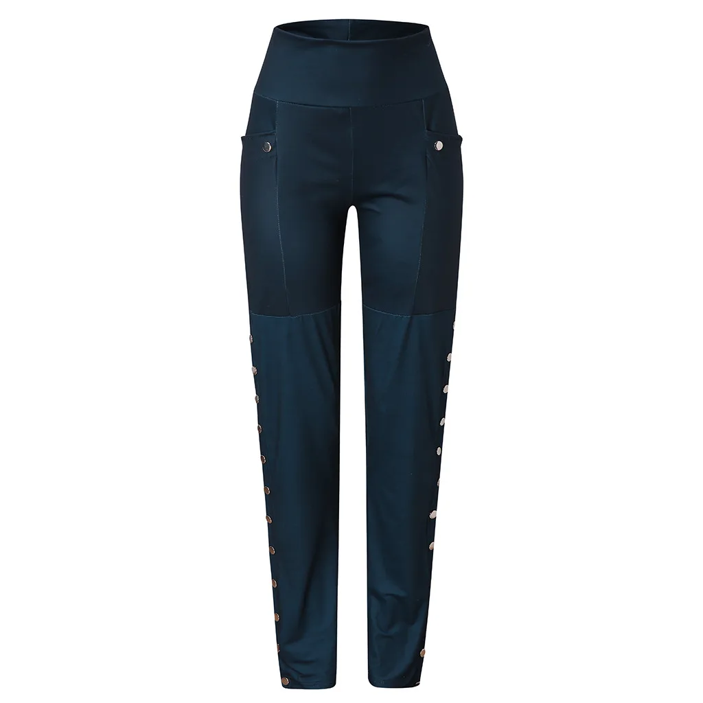 Женские брюки карандаш с заклепками готические облегающие высокой талией