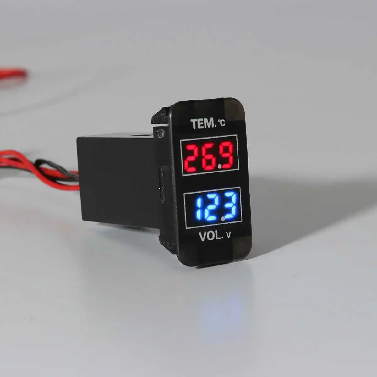 030v Car Led Voltmeter Temperature Gauge 2in1 Voltage Temp Meter Led Digital Dual Display For