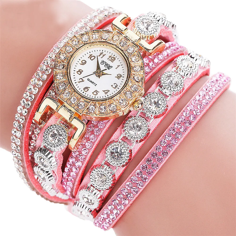 Designer Brand Luxury Women CCQ Fashion Casual Quartz Women Rhinestone Watch Bracelet Watch reloj mujer relogio feminino - Цвет: PK