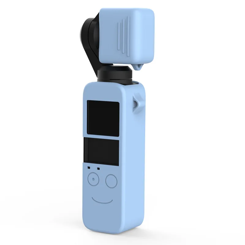 Для DJl Dajiang силиконовый чехол набор OSMO Карманный для PTZ движения камеры аксессуары защитный чехол TYPE-C разъем объектива протектор - Цвет: 07 blue