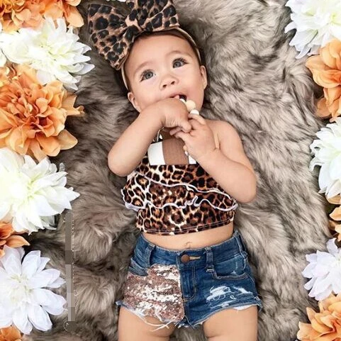 2pcs babu girl leopard clothes set (4)