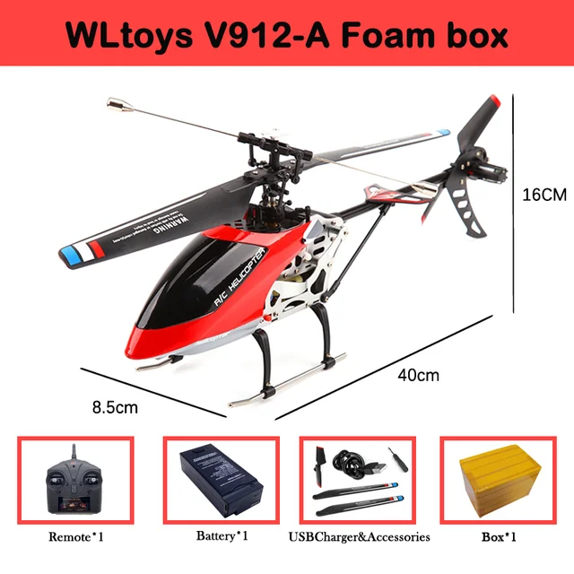 WLtoys XK V912A RC Helicopter 4CH 2.4G Fixed Height Helicopter Dual Motor  Upgraded V912 Quadcopter Aircraft Toys For Kids Gifts