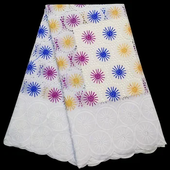 

Hollowed out design big circle with colorful flowers inside with stones Cotton Fabric HLS131 New arrival Swiss Voile Lace Fabric