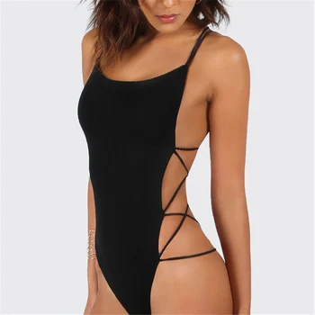 

Women One Piece Sexy Backless Bandage Bodysuit Lady Black Sleeveless 2019 Summer Beach Bodysuits Jumpsuit Slim Party Clothing