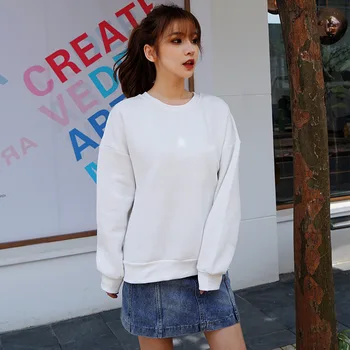 

Women Letter Hoodies Sweatshirt Autumn Long Sleeve Patchwork Drawstring Sweatshirt Hooded Pullover Tops Hoodie white color