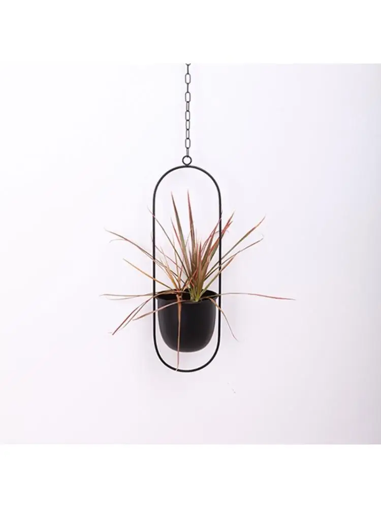 Geometric Iron Hanging Planter Vase Simple Design Plant Pot Modern Window Hanger 896A