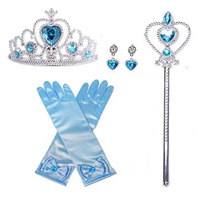 crown set Снежная Королева Анна Эльза 2 платья для мамы и дочки для вечеринки на Хэллоуин; Карнавальный костюм для детей, костюм «Эльзы»; с украшением в виде кристаллов капли одежда для мамы и меня - Цвет: crown set