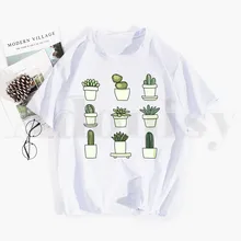 

Cactus Printed Streetwear Kawaii Fashion Cartoon Tshirt Hip Hop Girl Print Top Tees Harajuku Tshirts Men Fashion Summer T-shirts