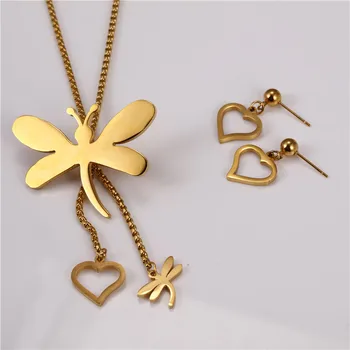 

OUFEI Stainless Steel Chain Chocker Necklace Set Jewelry Sets Heart Earrings For Women Fashion Jewellery Accessories