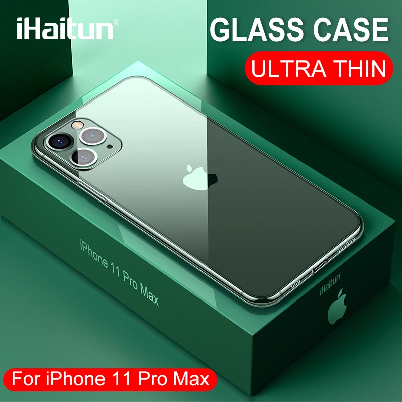 IHaitun роскошный стеклянный чехол для iPhone 11 Pro Max ультра тонкая прозрачная