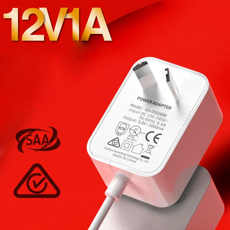 

12V1A Power Adapter Plug-in AU Universal 12W Universal Adapter 5.5*2.1/5.5*2.5/3.5*1.35 DC Output Power Adapter
