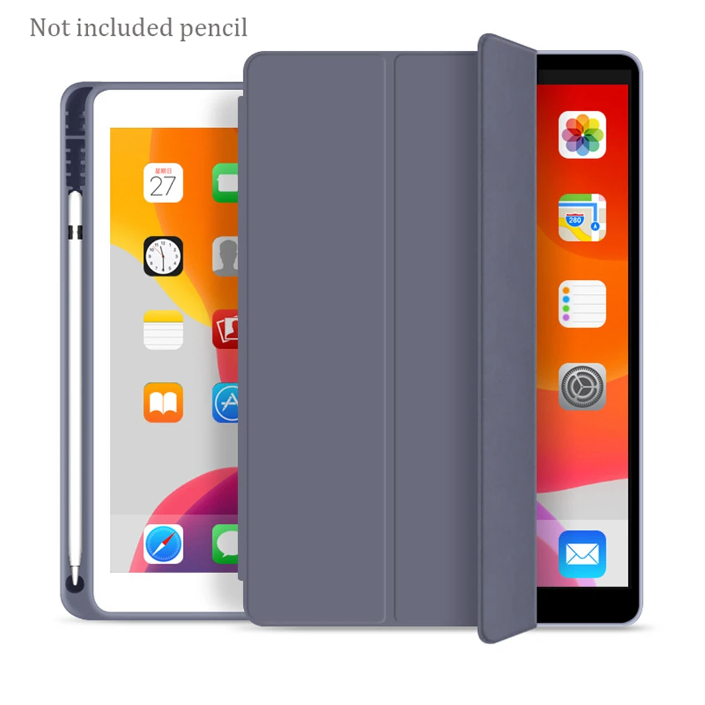 Чехол для нового iPad 9,7 дюймов 5/6th Gen с Карандашница, wake up sleep тонкий Tri-fold из искусственной кожи Smart Cover - Цвет: Lavender