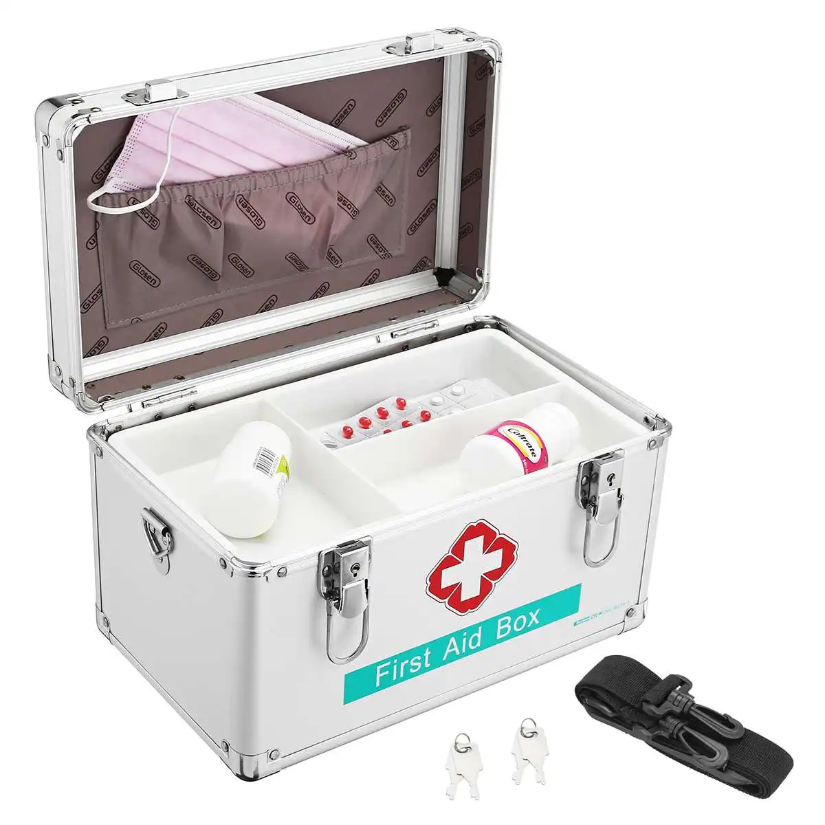 12 дюймов с замочком аптечка первой помощи Надежный алюминиевый каркас медицинский контейнер для хранения Коробка для домашнего