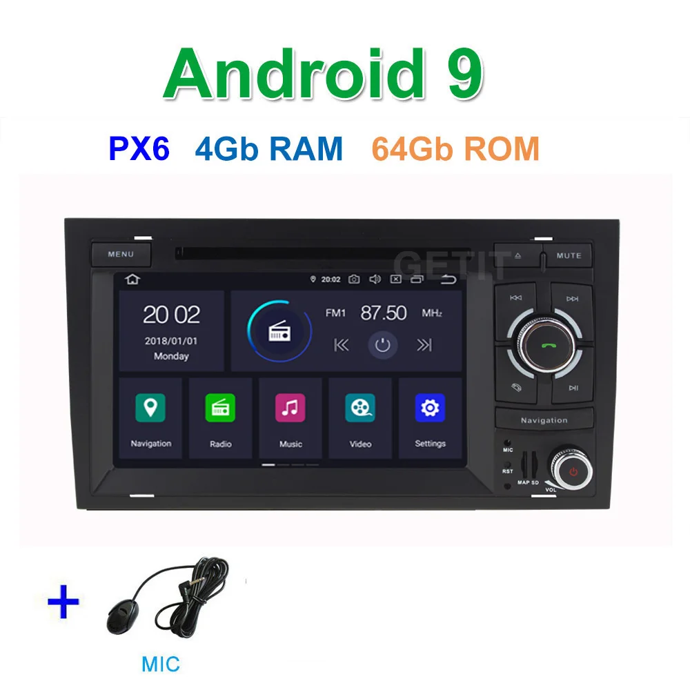 DSP 64G PX6 Android 9 автомобильный DVD плеер стерео радио gps навигации для Audi A4 B6 B7 S4 B7 B6 RS4 B7 SEAT EXEO - Цвет: PX6 4G-RAM 64G-ROM