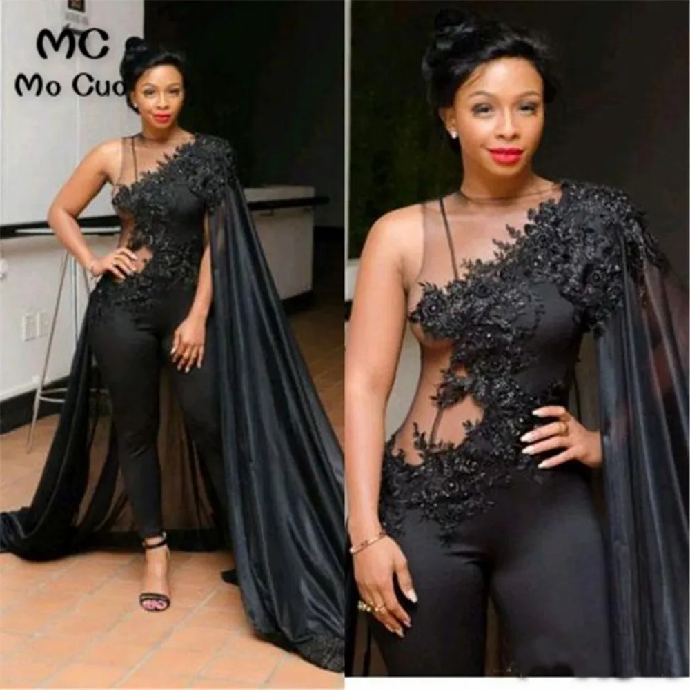 Black Jumpsuit Evening Dresses Long 