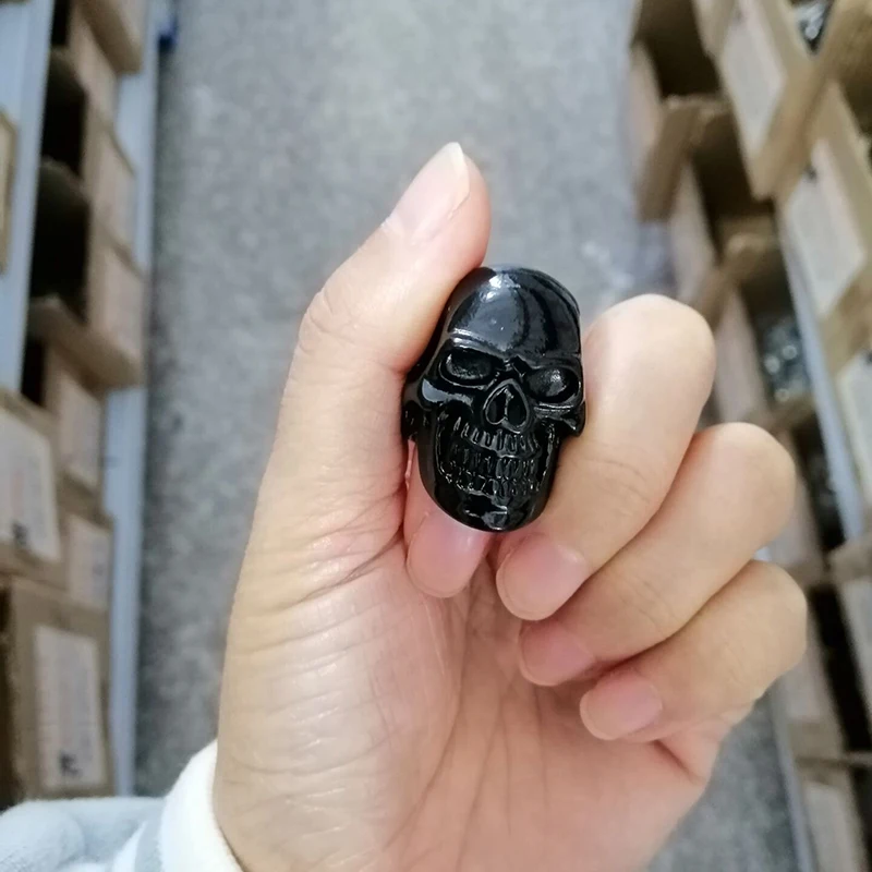 Retro Gothic Punk Stainless Steel Men Rings Trendy Black Skull Rings For Men Jewelry Halloween Accessories finger ring,stainless steel ring