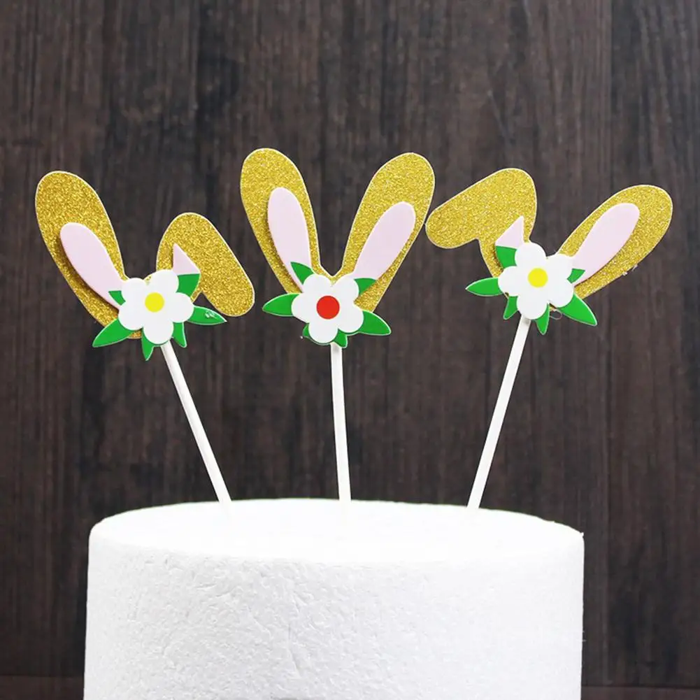 3Pcs Happy Easter Rabbit Bunny Ears Glitter Powder Party Holiday Ornament Decor | Дом и сад