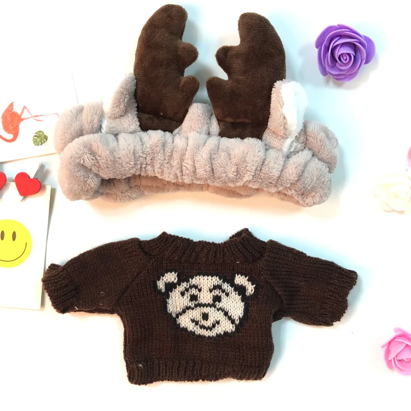 Милые аксессуары для кукол Kawaii девушки повязка для волос мыть лицо бег макияж полосы LaLafanfan кафе утенок плюшевая игрушка Подарки для девочек - Цвет: brown bear