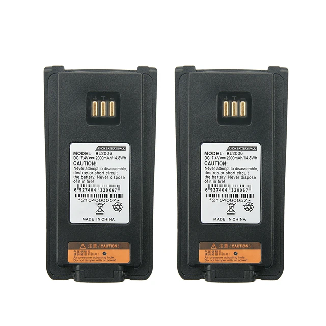 2pcs BL2006 Replacement Two Way Radio Battery for Hytera PD700 PD780 BL2503 PD705 PD705G PD785 PD785G BL2006 Radio,2000mAh black