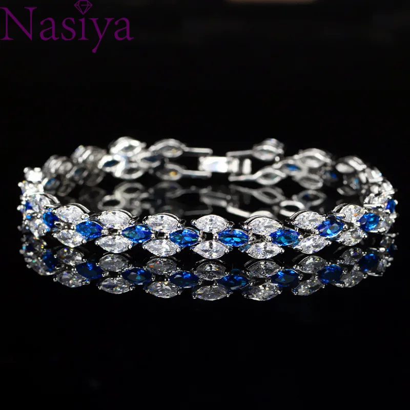

Fashion AAA Zircon Bracelet White Gold Color Trendy Women Bracelet Bangle Wedding Party Gift Charm Bracelets