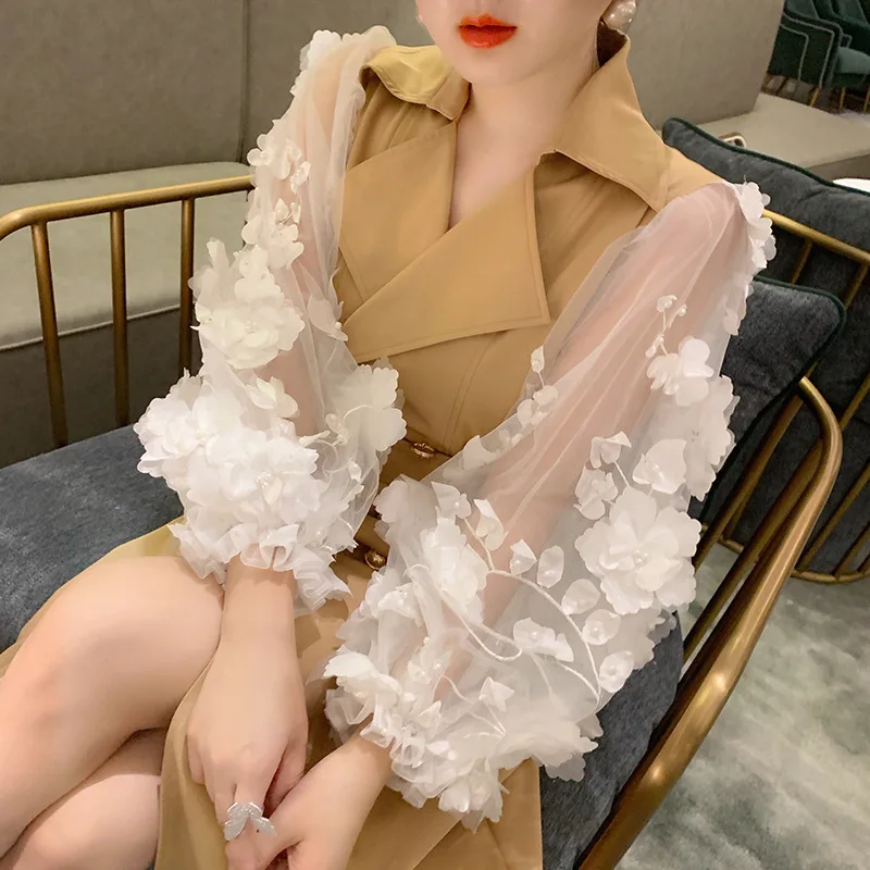 

New Autumn Coat 2019 Originally Designed British Coat By Long-style Shopkeepers Turn-down Collar Adjustable Waist Long Coat