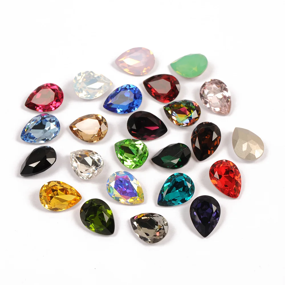  CTPA3bI Colorful Crystal Drop Shape Loose or With Strass Rhinestones Sew On Glass Stones DIY Crown  - 4000039087641