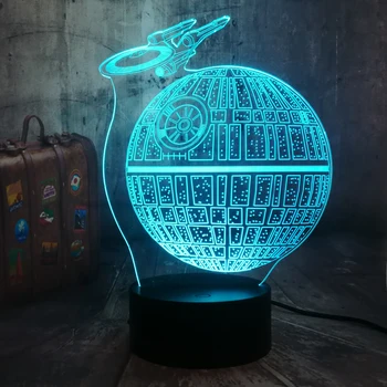 

Star Wars Death Star Spaceship Novelty 3D LED Night Light Multicolor 7 Color Change Table Lamp USB Child Christmas lamp Decor