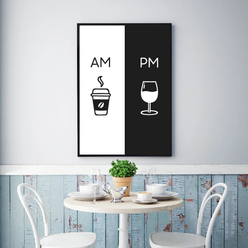 Am-Coffee-PM-Wine-Sign-Print-Kitchen-Poster-Home-Wall-Art-Decor-Coffee-Wine-Art-Canvas (2)