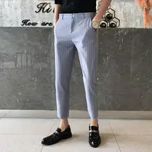 M-3XL мужские строгие брюки летние мужские модельные брюки до щиколотки деловые офисные мужские деловые штаны Большие размеры Модные брюки мужские XXXL