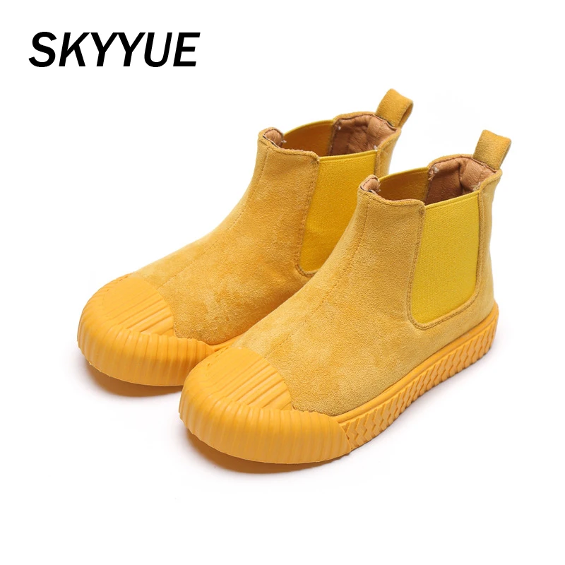 

New Autumn Kids Ankle Boots Children Slip On Shoes Baby Girls Fashion Boots Boys Brand Gray Boots Casual Soft Shoes Flock Shoes