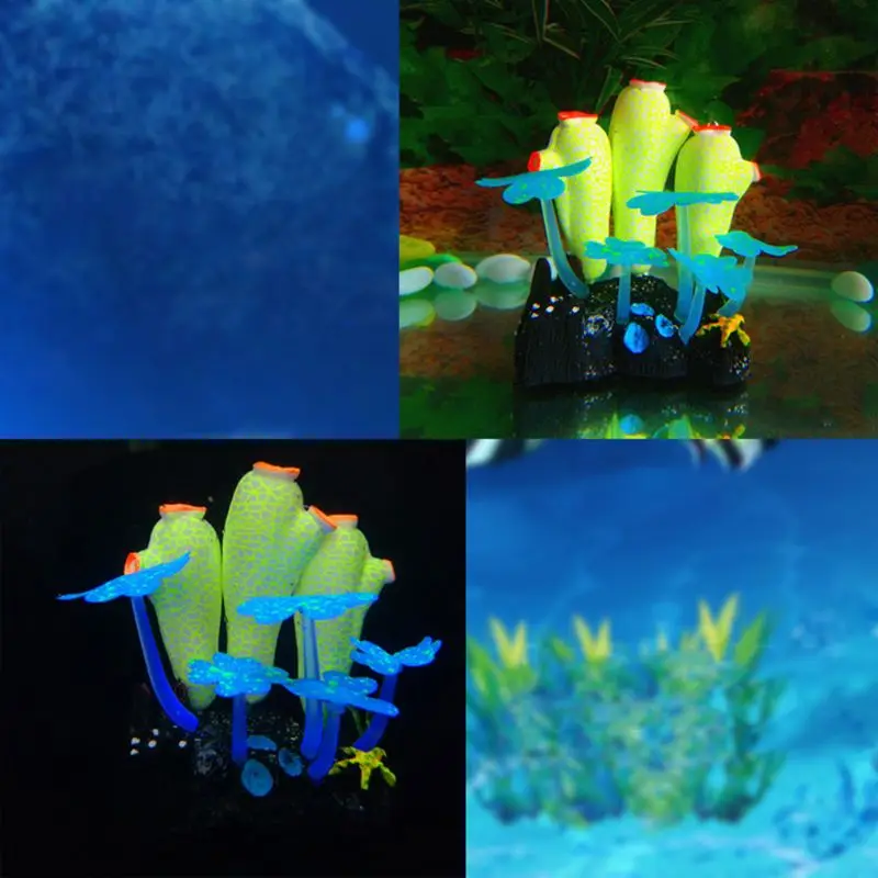 Украшение для аквариума, ландшафтный дизайн, Ascidian моделирование кораллового светящегося морского дна, маленькие Ландшафтные аксессуары для аквариумов