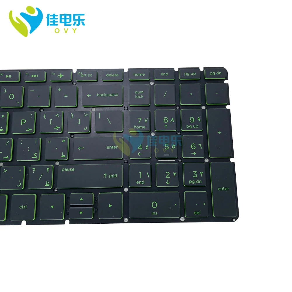 Teclado Retroiluminado Árabe para o Portátil Chaves Verdes do Luminoso 9z.ne1bq.h0a 15-bs 15t-bs 15-bc 15-br 15-bw 15-cf 15-dy Novo - Imagem 4