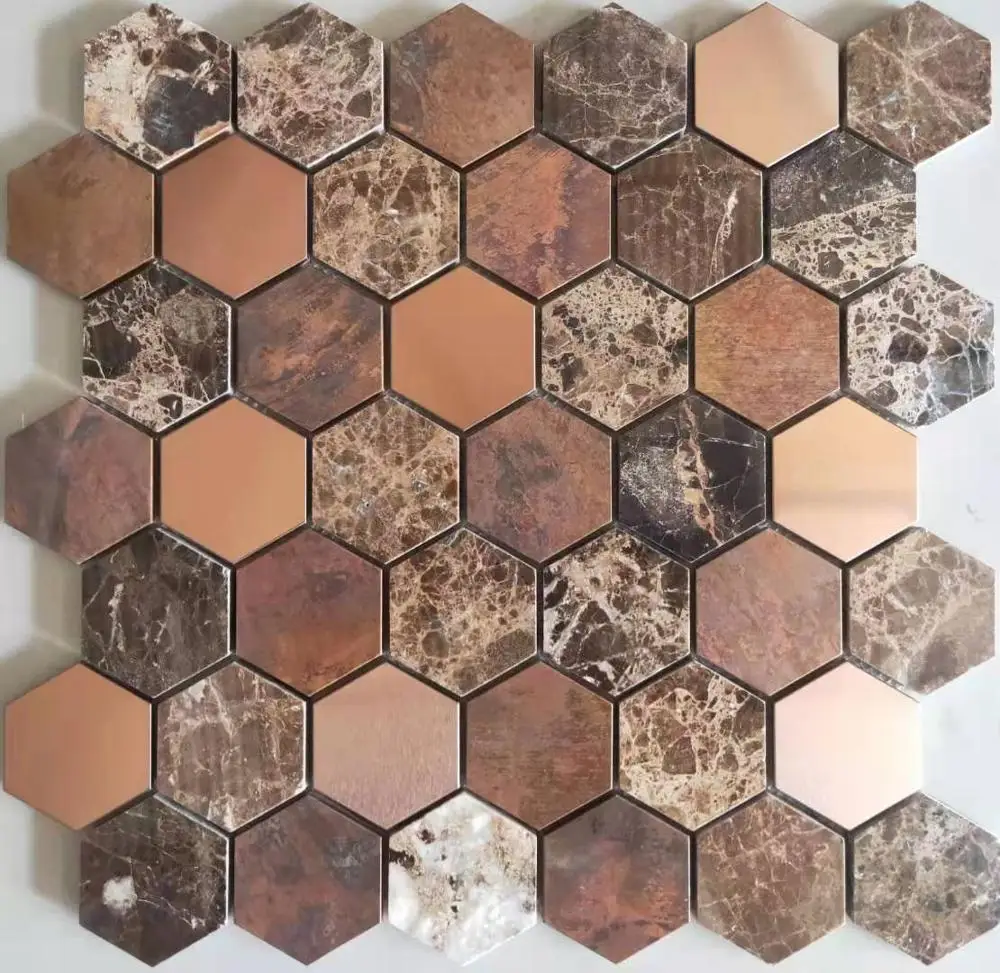 Factory price classic style gold metal brown copper mosaic wall sticker | Строительство и ремонт