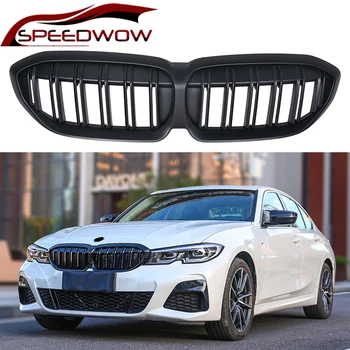 

SPEEDWOW Gloss Black Double Line Car Front Kidney Grilles For BMW 3 Series G20 G28 2019 2020 Front Racing Grills Parts 1 Pc