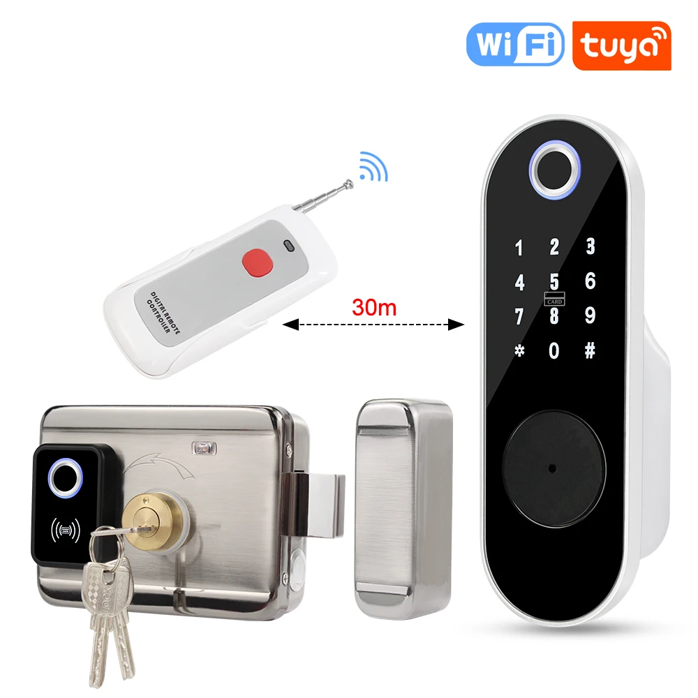 Wifi Vingerafdruk Slot Met Tuya App Remote Unlock Elektronische Deurslot Rfid Smart Card Wachtwoord Toetsenbord Waterdicht -