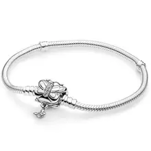 Подлинный 925 пробы серебряный браслет Moments декоративная застежка-бабочка змейка цепочка браслет подходит из бисера Шарм модные ювелирные изделия