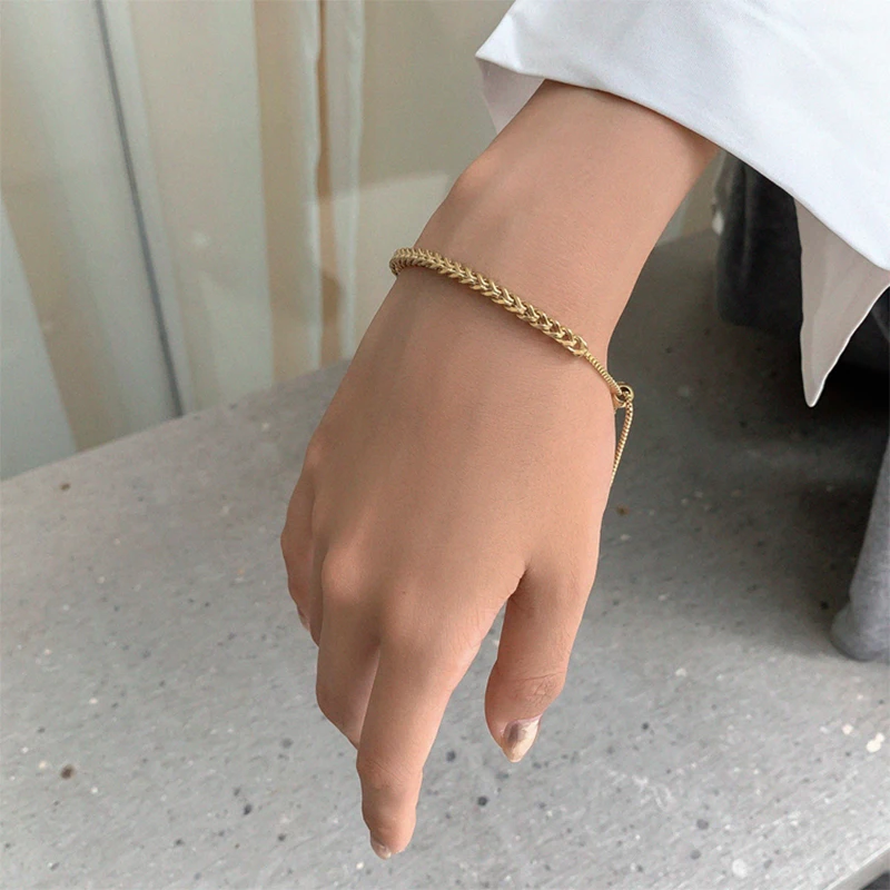Stainless Steel Bracelet MEYRROYU Gold Color Draw String Trendy Simple For Women Men New Fashion Party Jewelry
