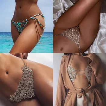 

Best lady Shiny Sexy Chain Body Jewelry Unique Underwear Cute Women Female Waist Chain Statement Gifts Party Brassiere Bijoux