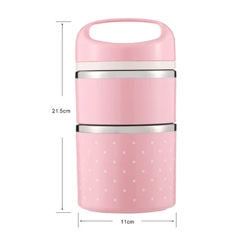 

1080ml 2Layer Portable Cute Mini Box Leak-Proof Stainless Steel Thermal Lunch Kid Picnic Container Food Storage Outdoor Kitchen