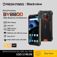 BLACKVIEW – Smartphone BV8800, téléphone portable robuste, écran 90Hz, 8 go + 128 go, Helio G96, Android 11, 8380mAh, 50MP + 16MP, NFC 