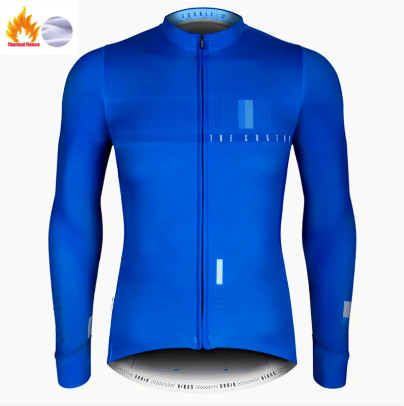 Fleece long sleeve Зимняя теплая шерстяная одежда для велоспорта, Мужская одежда для велоспорта, уличная спортивная одежда, униформа для езды на горном велосипеде - Цвет: Fleece long sleeve