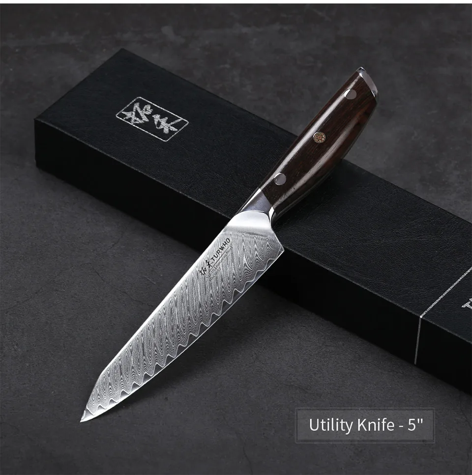 TURWHO 3PCS Kitchen Knives Sets Japanese 67 Damascus Stainless Steel Kitchen Knife Red sandalwood Handle