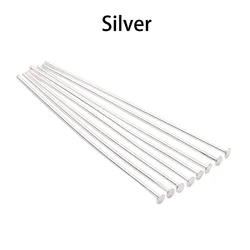 Assorted Flat Head Pins in Gold, Copper, and Rhodium for DIY Jewelry Making and Crafting Supplies (100-200 Pieces) (Silver)