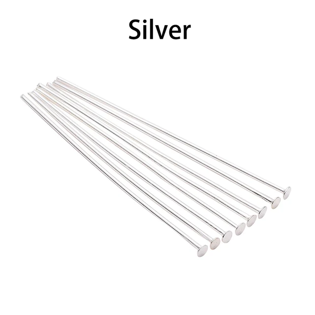 100-200pcs/bag 20 25 30 40 50 60 70 mm Flat Head Pins Gold/Copper/Rhodium Headpins For Jewelry Findings Making DIY Supplies Silver