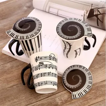 

Milk Mug Creative Music Ceramic Coffee Tea Cups with Lid Coffee Mug Friends Gift