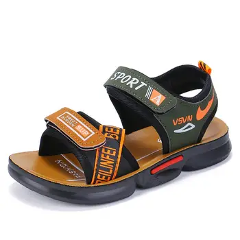 

Summer Kid's Beach Sandals Fashion Boys Shoes Flat Beach Shoes Kids Sports Casual Student Leather Sandals Soft Non-slip Sandals