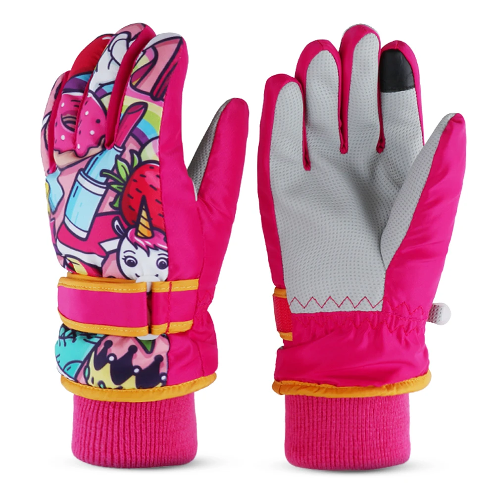 Новые детские зимние теплые перчатки, лыжные перчатки для сноуборда, езды на мотоцикле, зимние перчатки, ветрозащитные уличные перчатки для катания на лыжах, велоспорта - Цвет: Rose