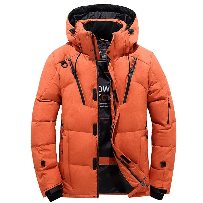 Зимнее толстое теплое пальто, зимняя куртка для мужчин с капюшоном, Повседневная Уличная тонкая пуховая куртка, парка, ветровка, мужское пальто, Casaco Masculino - Цвет: Оранжевый