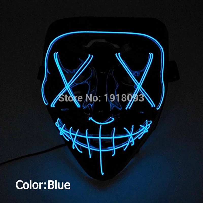 Стиль Хэллоуин СВЕТОДИОДНЫЙ маска EL провода светильник со шнуровкой вечерние маска цветные неоновые маска Хэллоуин ужас вечерние маска украшения на хэлоуин, популярный товар - Цвет: mask 26